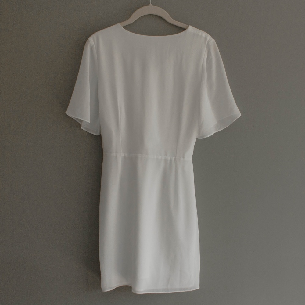 White Ruffled Wrap Dress - Picture 2 of 4